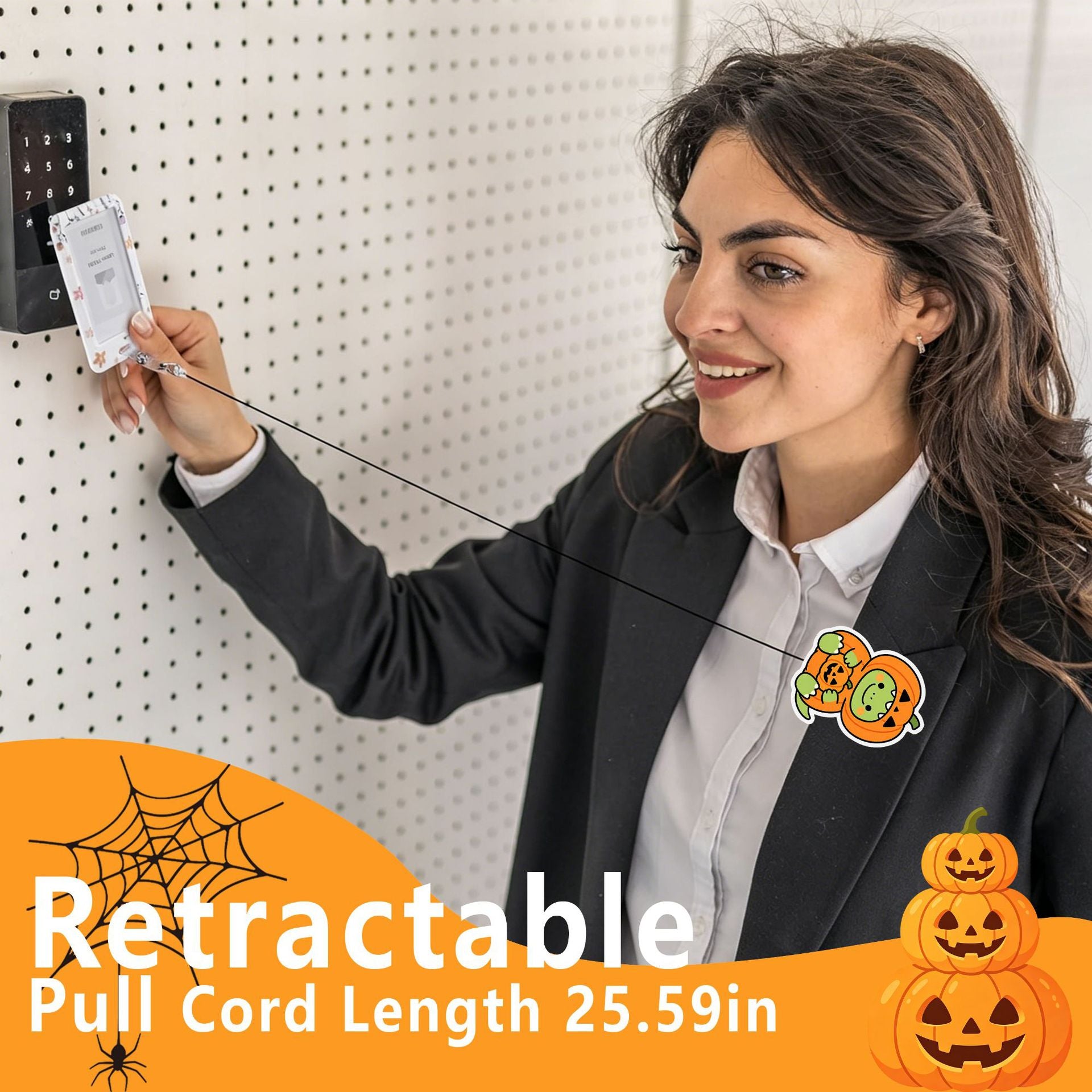 Wholesale Cartoon dinosaur -themed acrylic pull-tab retractable ID card holder pendant,  cute and creative office decoration.