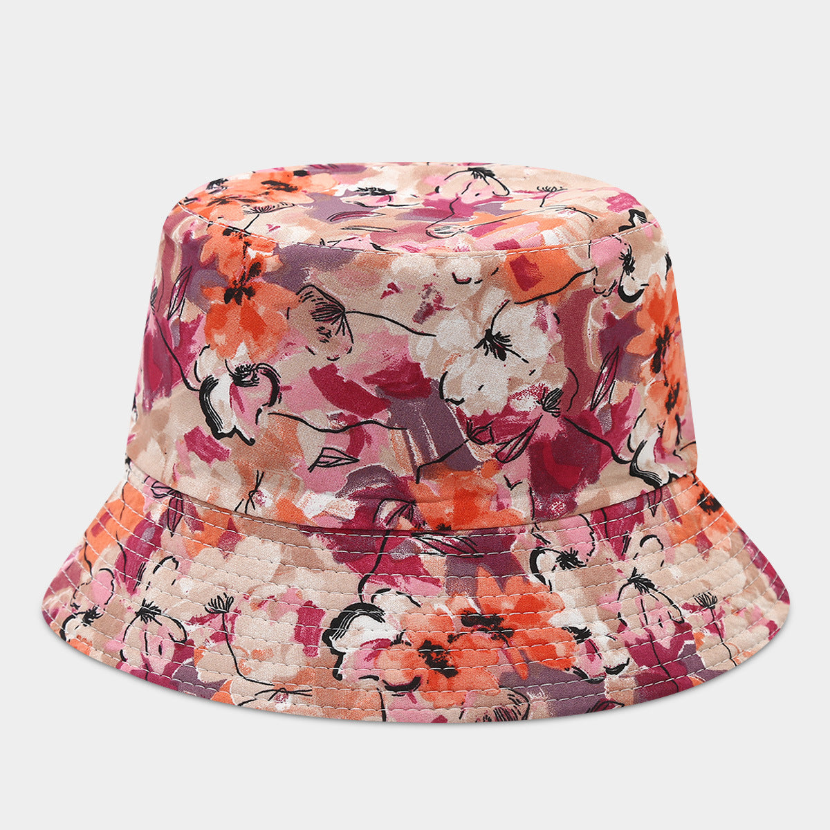 Wholesale Double-Sided Fisherman Hat  Flower Pattern Basin Hat