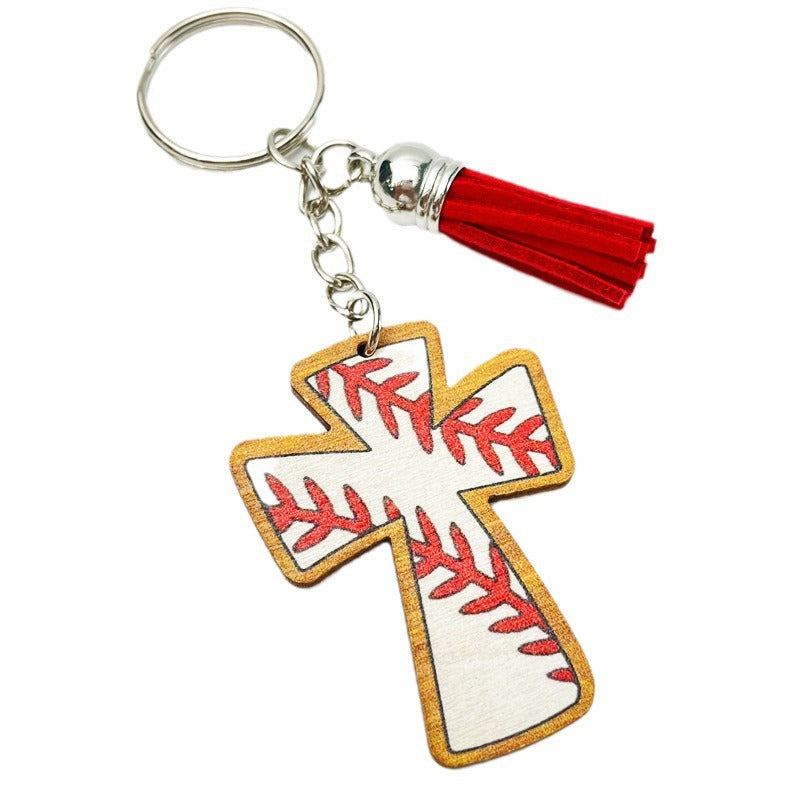 Wholesale 2pcs Sports Balls Retro Football Baseball Softball Basketball Wooden Keychain Creative Keychain ACC-KC-HY028