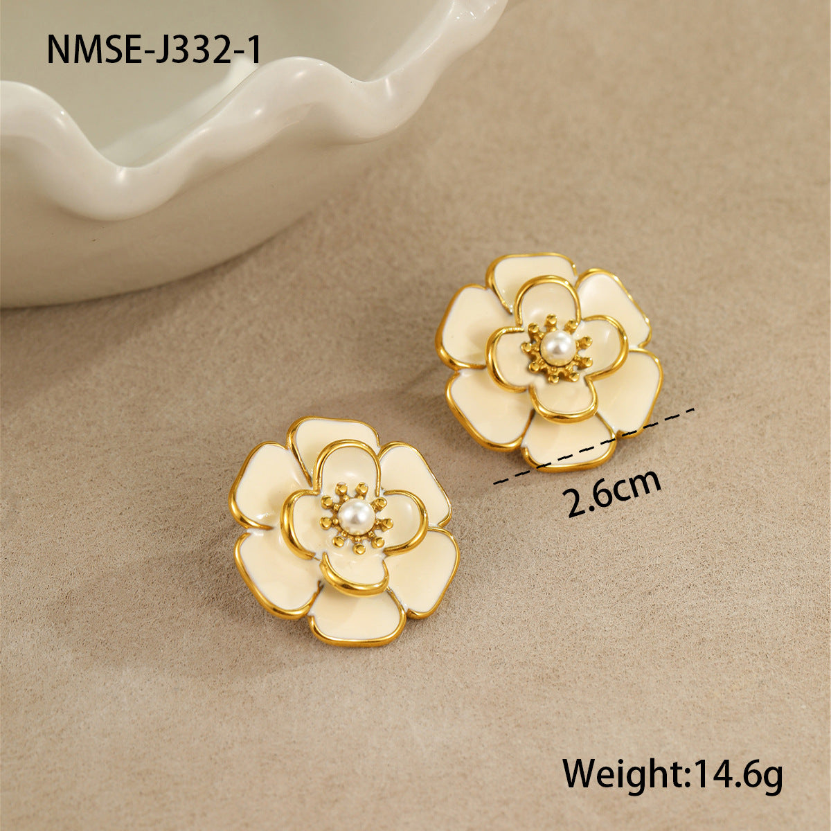 Wholesale  camellia oil drop flower necklace stainless steel ring earrings