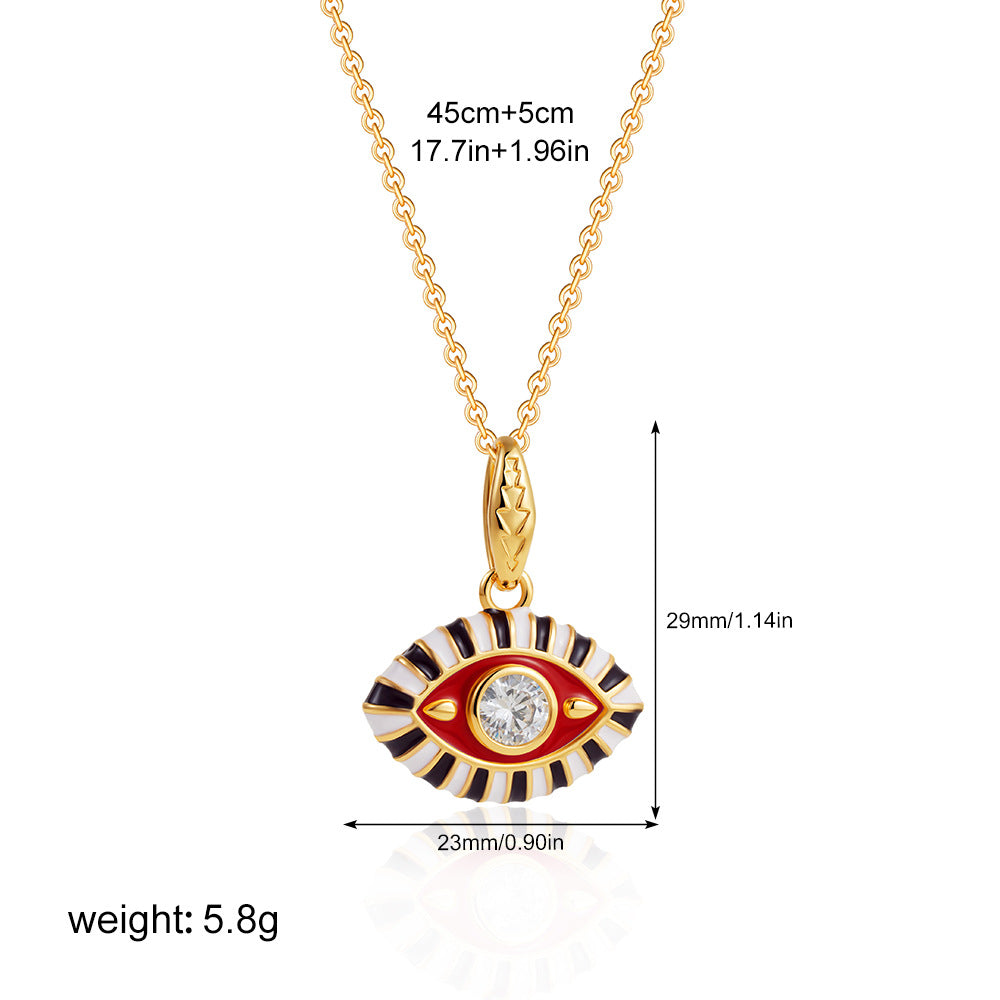 Wholesale Stainless steel 18K Gold Colored Oil Drop Devil's Eye Diamond Necklace Clavicle Chain