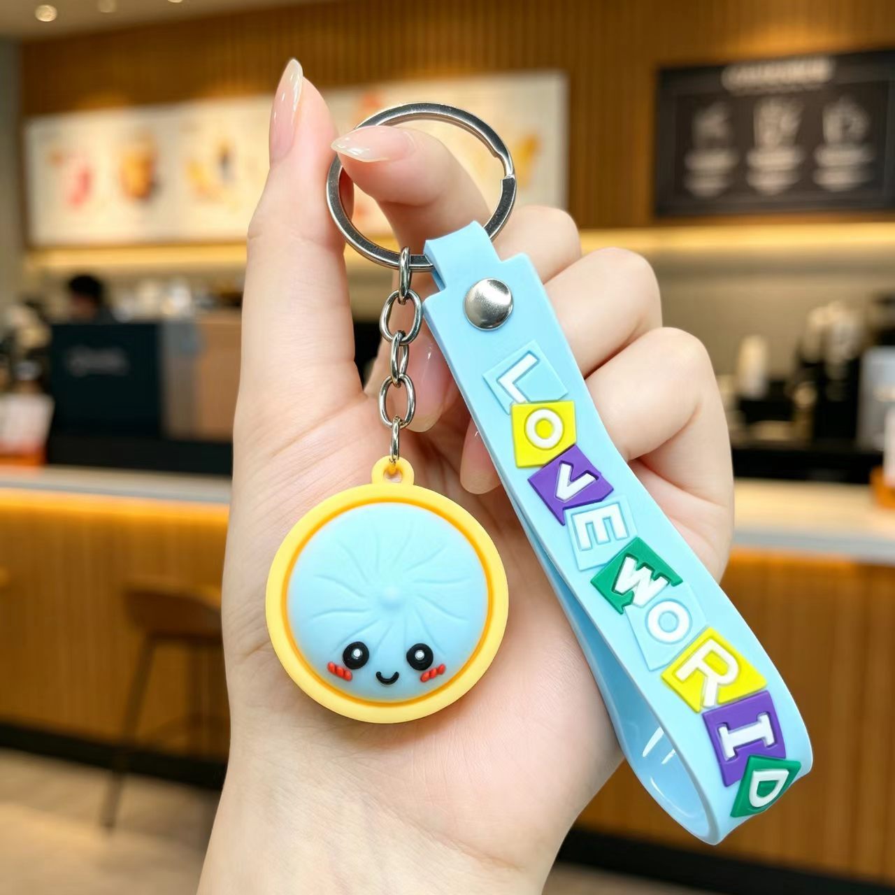 Wholesale PVC Cute Steamed Bun Keychain Pendant - Creative Xiaolongbao Design Car Keychain Bag Charm