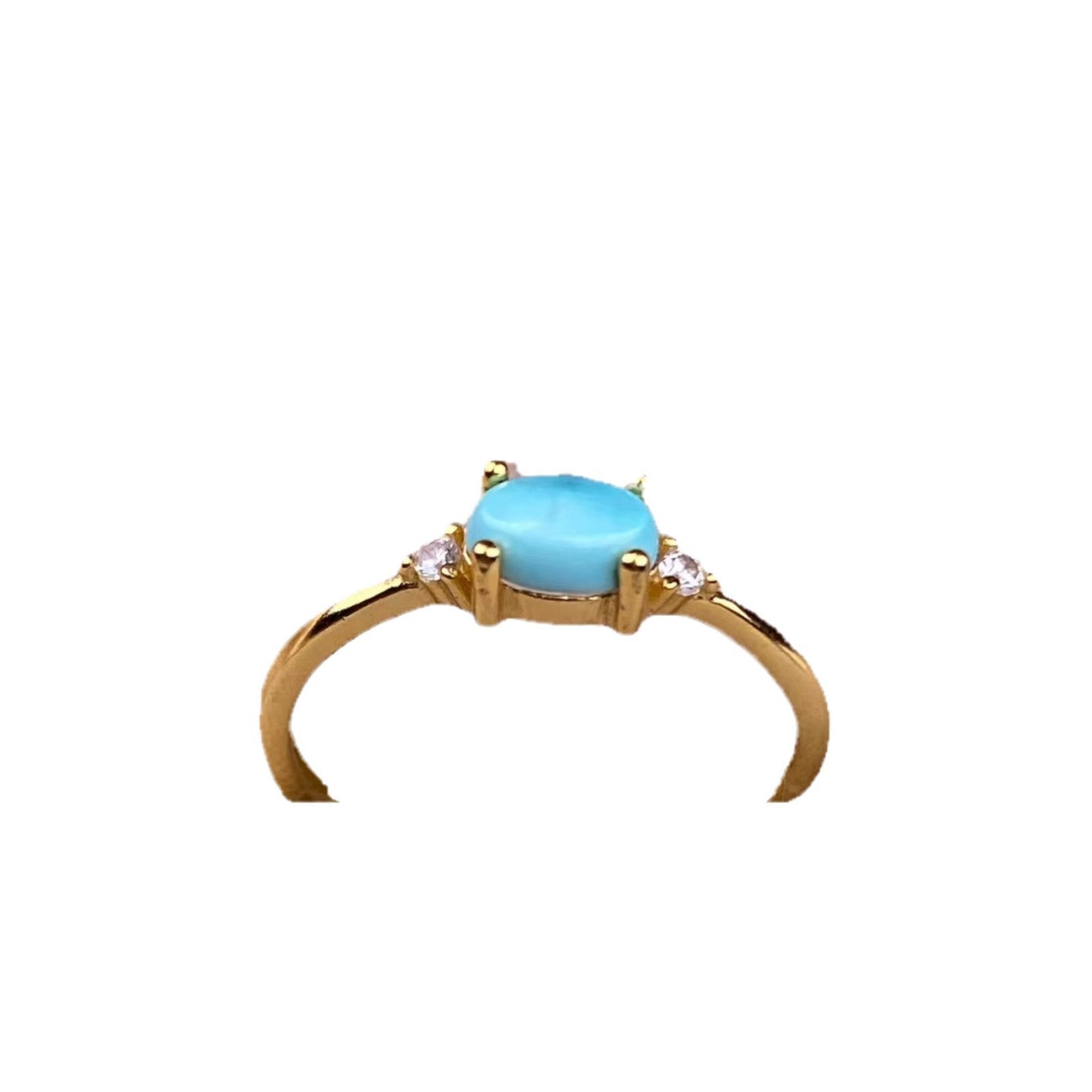 Wholesale Light Luxury  Minimalist Zircon and Blue Turquoise Ring