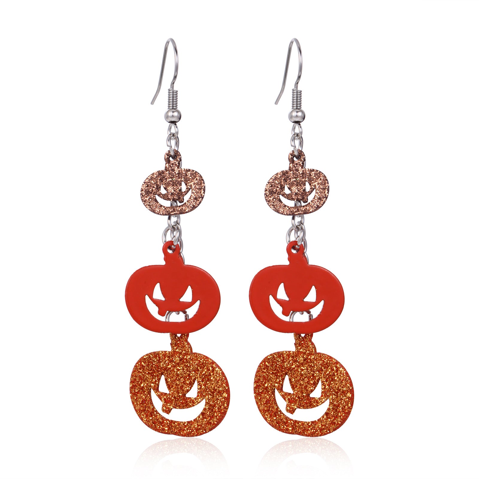 Wholesale  Diamond-Encrusted Zinc Alloy Cat Pumpkin  Web Skull Earrings