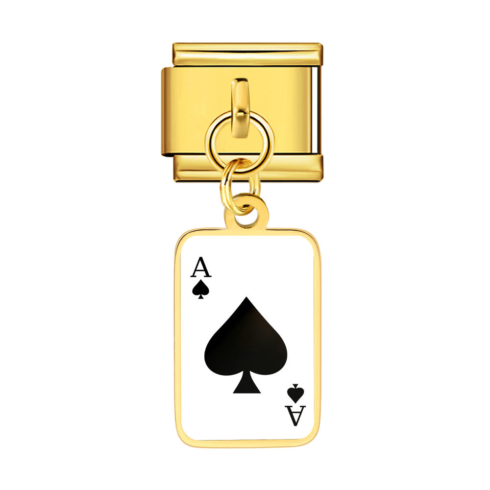 Wholesale Trendy Playing Card Pendant Stainless Steel Bracelet Fashion Accessory For Boutique Resale