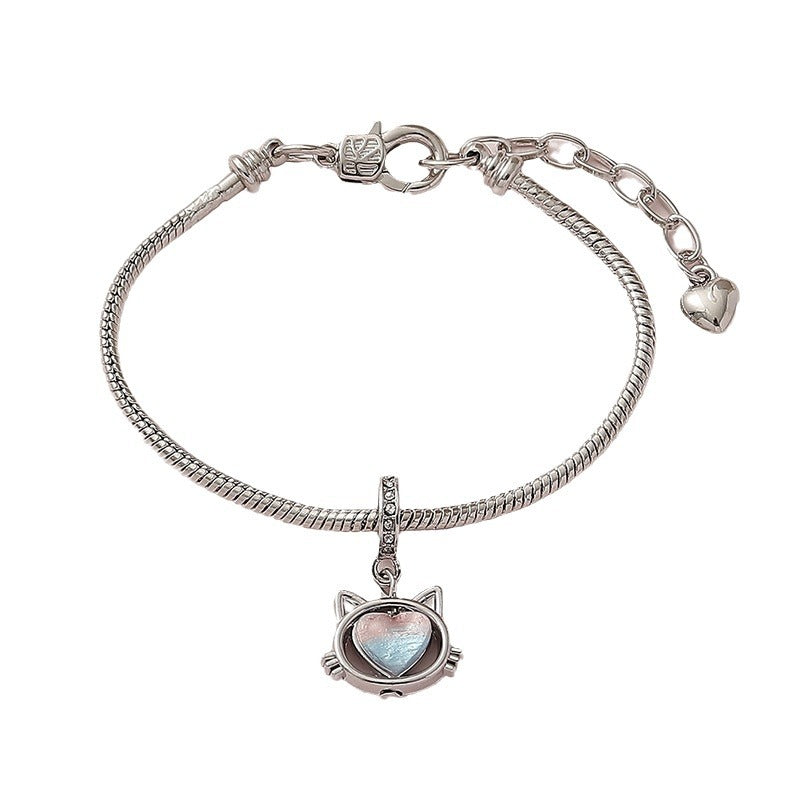 Wholesale  two-color gradient resin seal love hollow cat bracelet