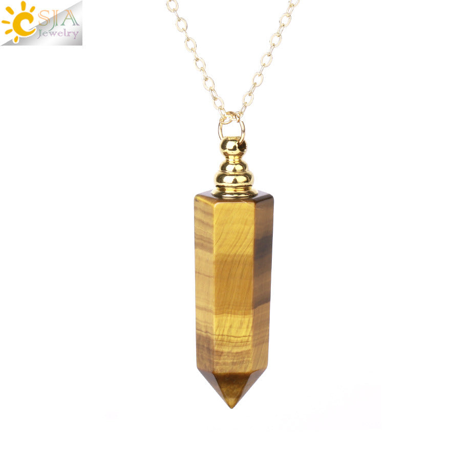 Wholesale Natural Stone Crystal Perfume Bottle Necklace ACC-NE-HuaiShe001
