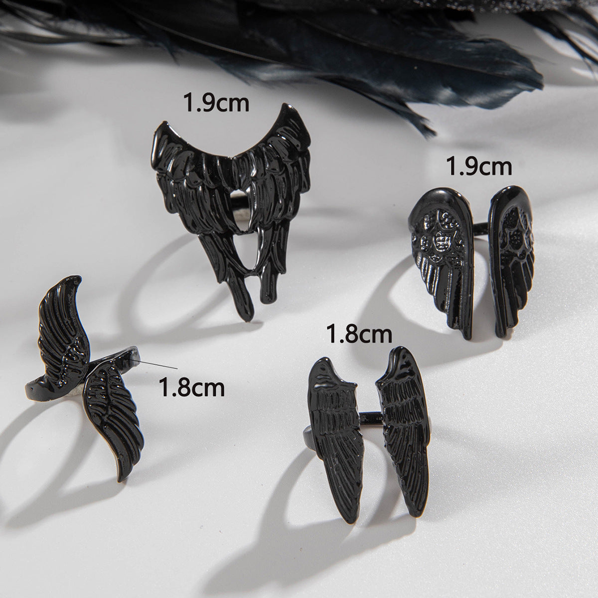 Wholesale  Angel Wings Ring Retro Feather Multi-joint Ring Four-piece Set