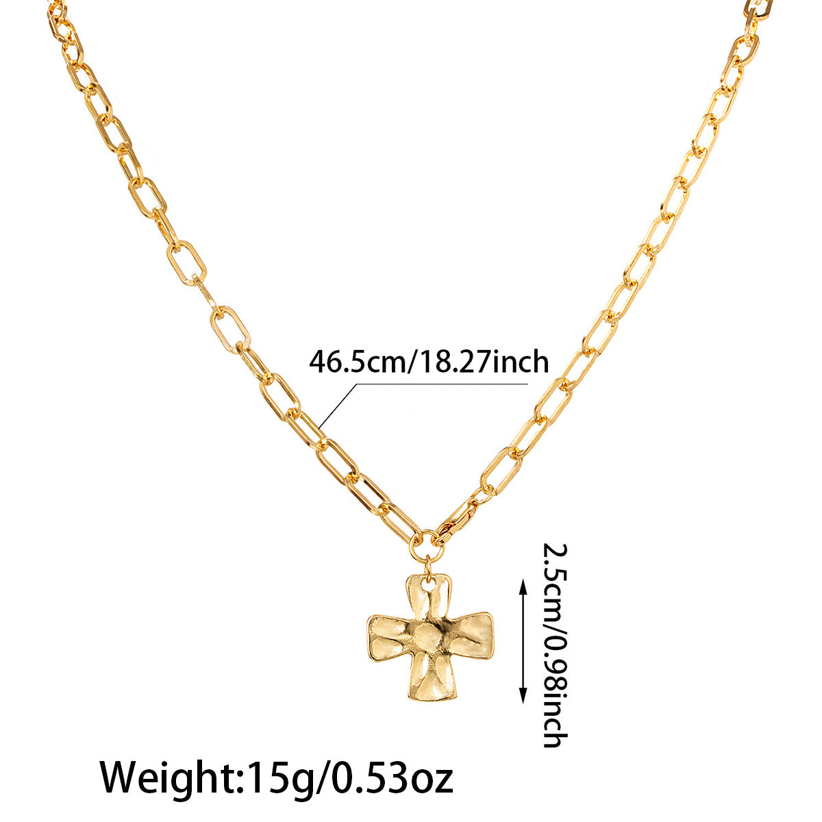 Wholesale minimalist  cross pendant paperclip chain adjustable necklace