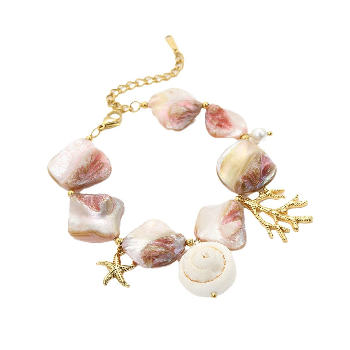 Wholesale Beach Style Shell Coral Stainless Steel Bracelet