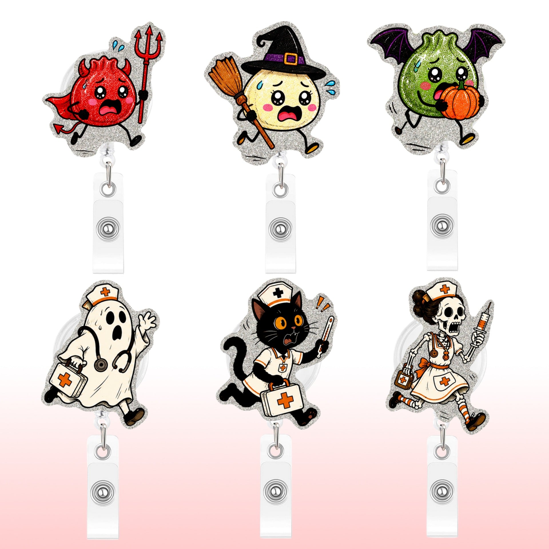 Wholesale Hurry Doctor Series Name Badges with Retractable Buckles,   Medical Staff Easy-Pull Buckles,  Acrylic Glitter Badges and Pendants