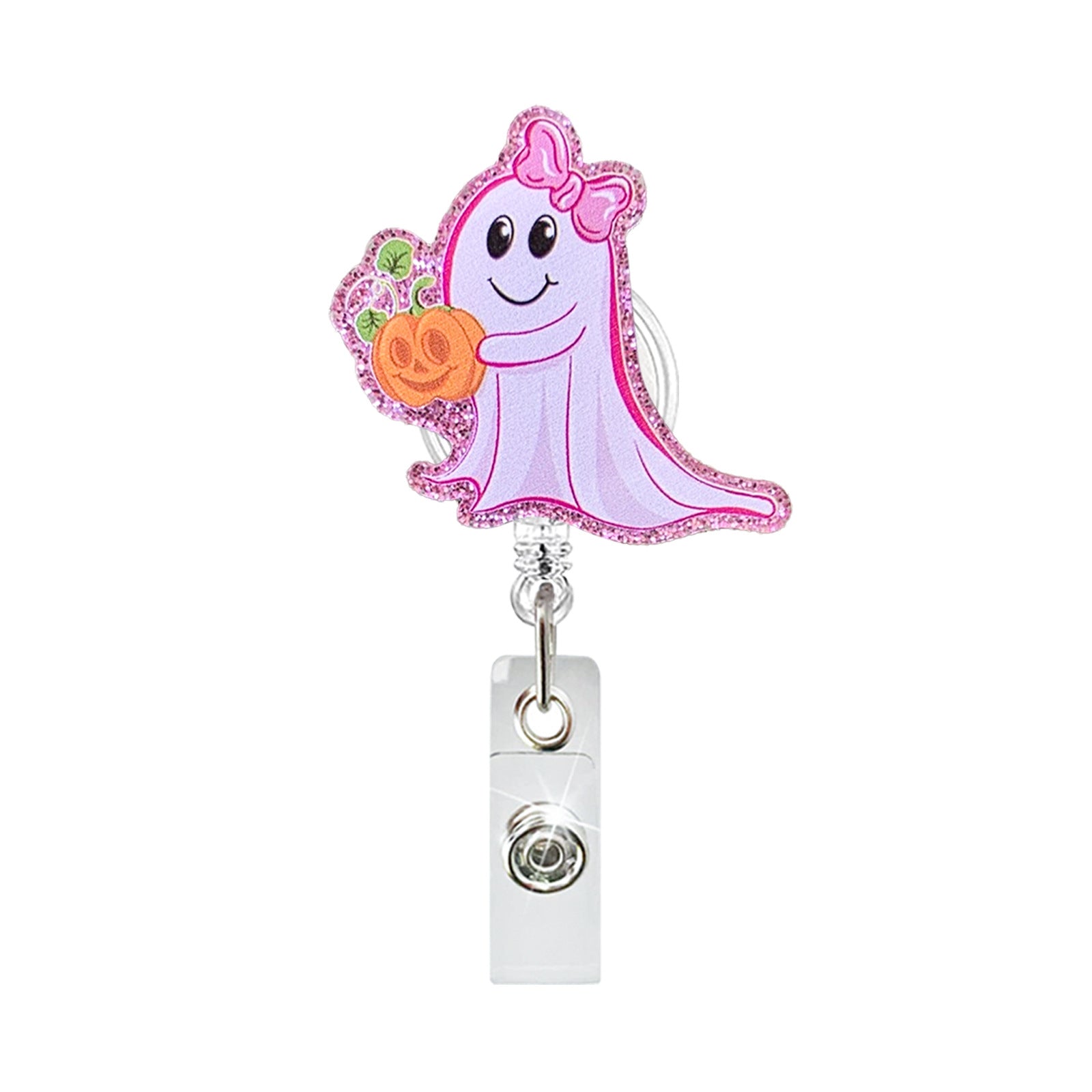 Wholesale ABS Retractable Badge Reel with  Ghost Skull Design - Stylish ID Holder for Office or Bag Charm