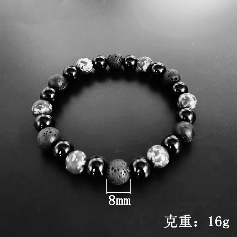 Wholesale Natural Volcanic Stone Snowflake Stone Beads Bracelet