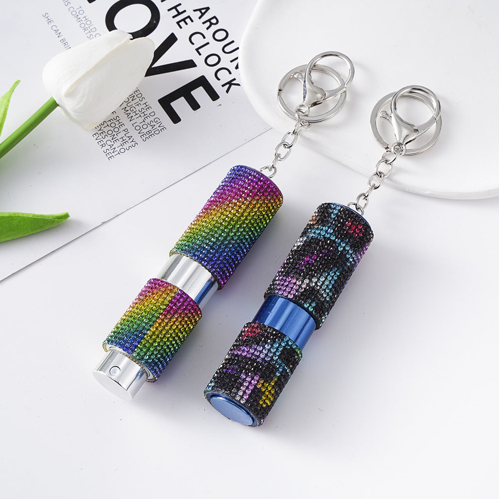 Wholesale Colorful Rhinestone Leopard Print Perfume Bottle Portable Keychains ACC-KC-ZhiYa049