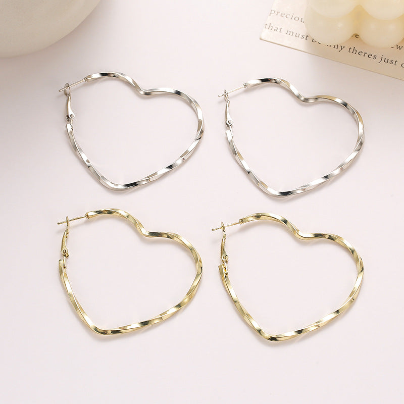 Wholesale Metal Plain Hoop Heart Earrings