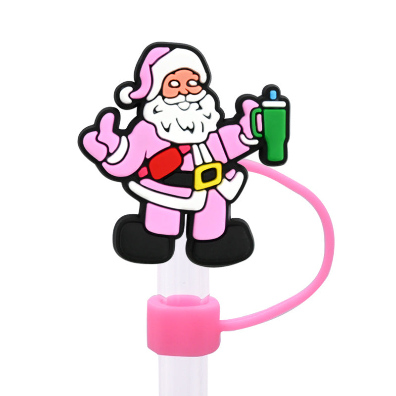Wholesale Random 100pcs 8/10MM PVC Christmas Soft Straw Tube Cap