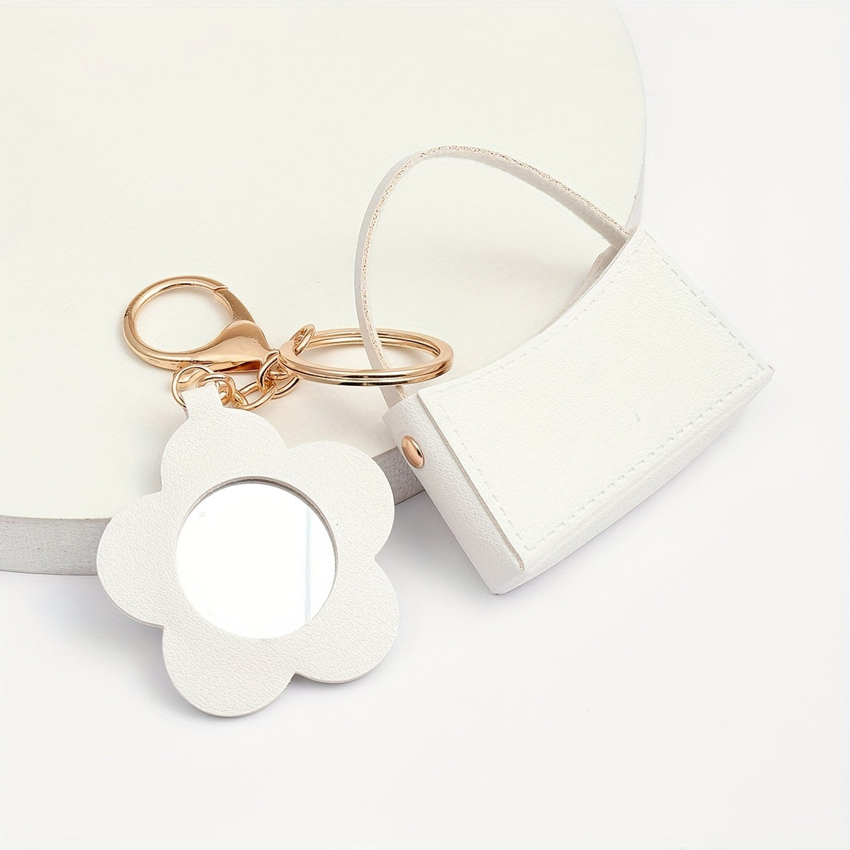 Wholesale Flower Mirror Small Curved Bag PU Leather Keychains ACC-KC-XTZ006