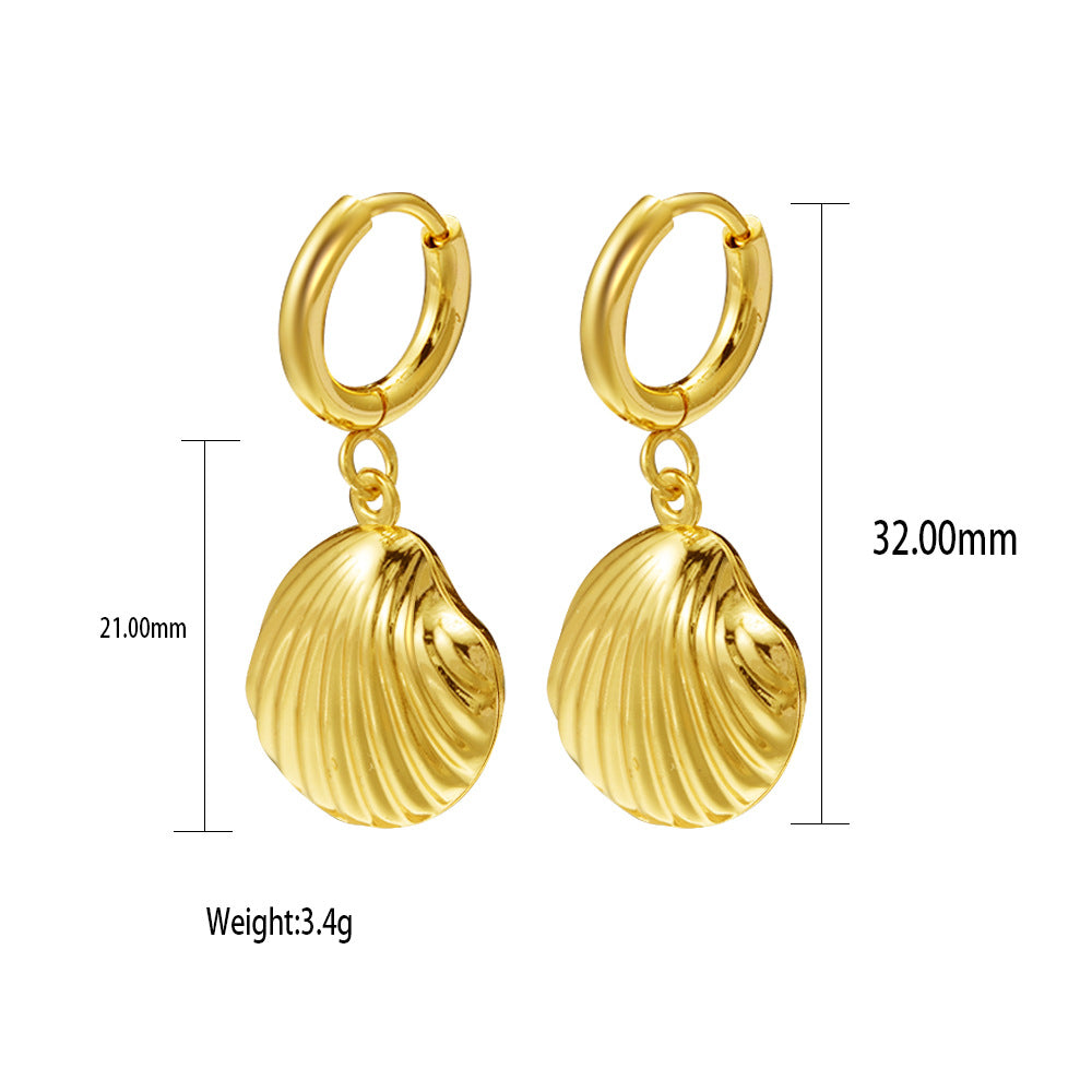 Wholesale Electroplated Stainless Steel Shell Earrings - Boutique Resale Jewelry