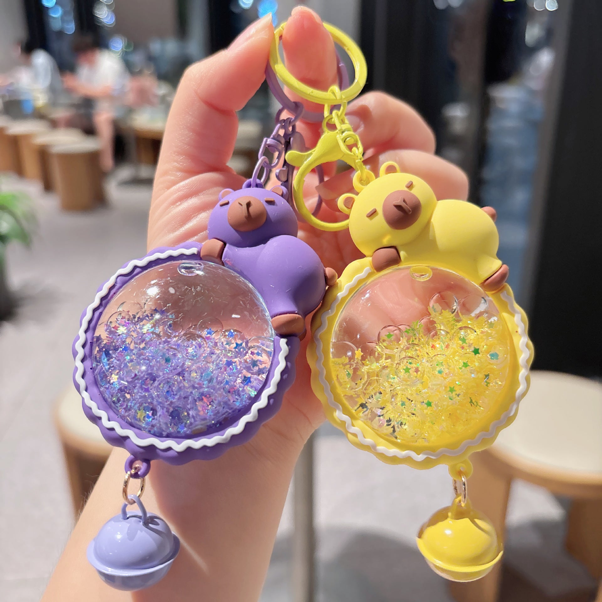 Wholesale Creative Quicksand Bottle Wind Chime Capybara Keychain