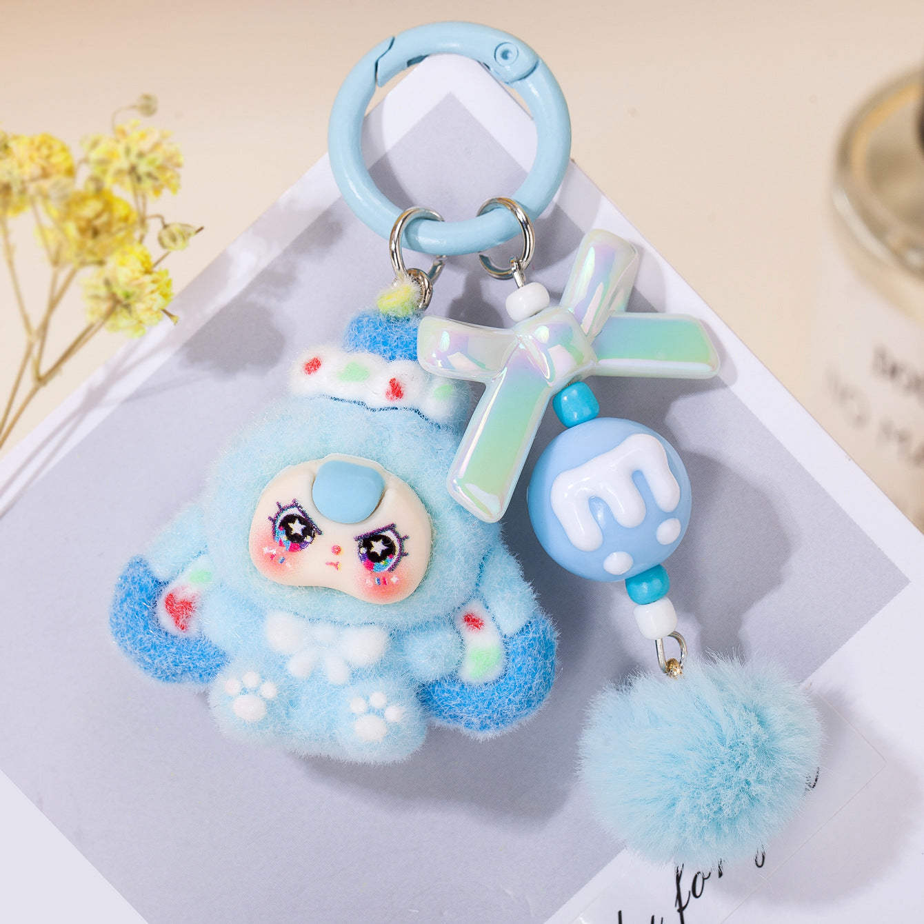 Wholesale Cute resin flocked keychain ACC VIP