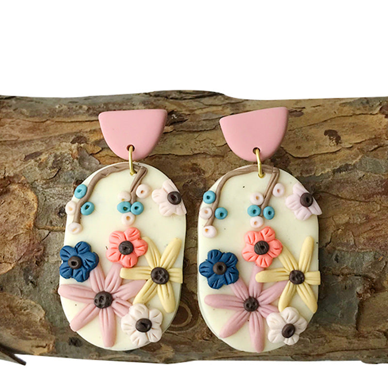 Wholesale Handmade Flower Soft Clay Daisy Earrings ACC-ES-HY082