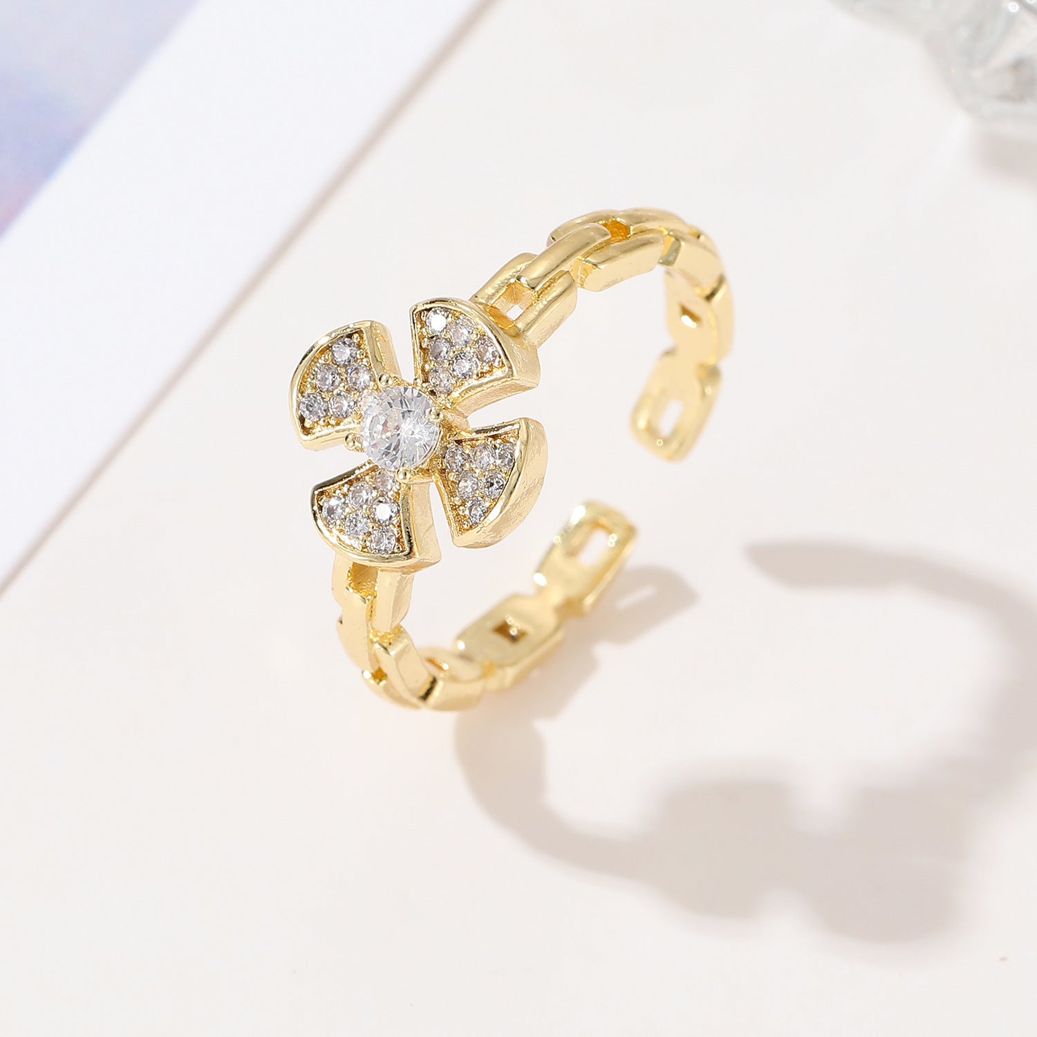 Wholesale All-match Four-leaf Clover Chain Ring