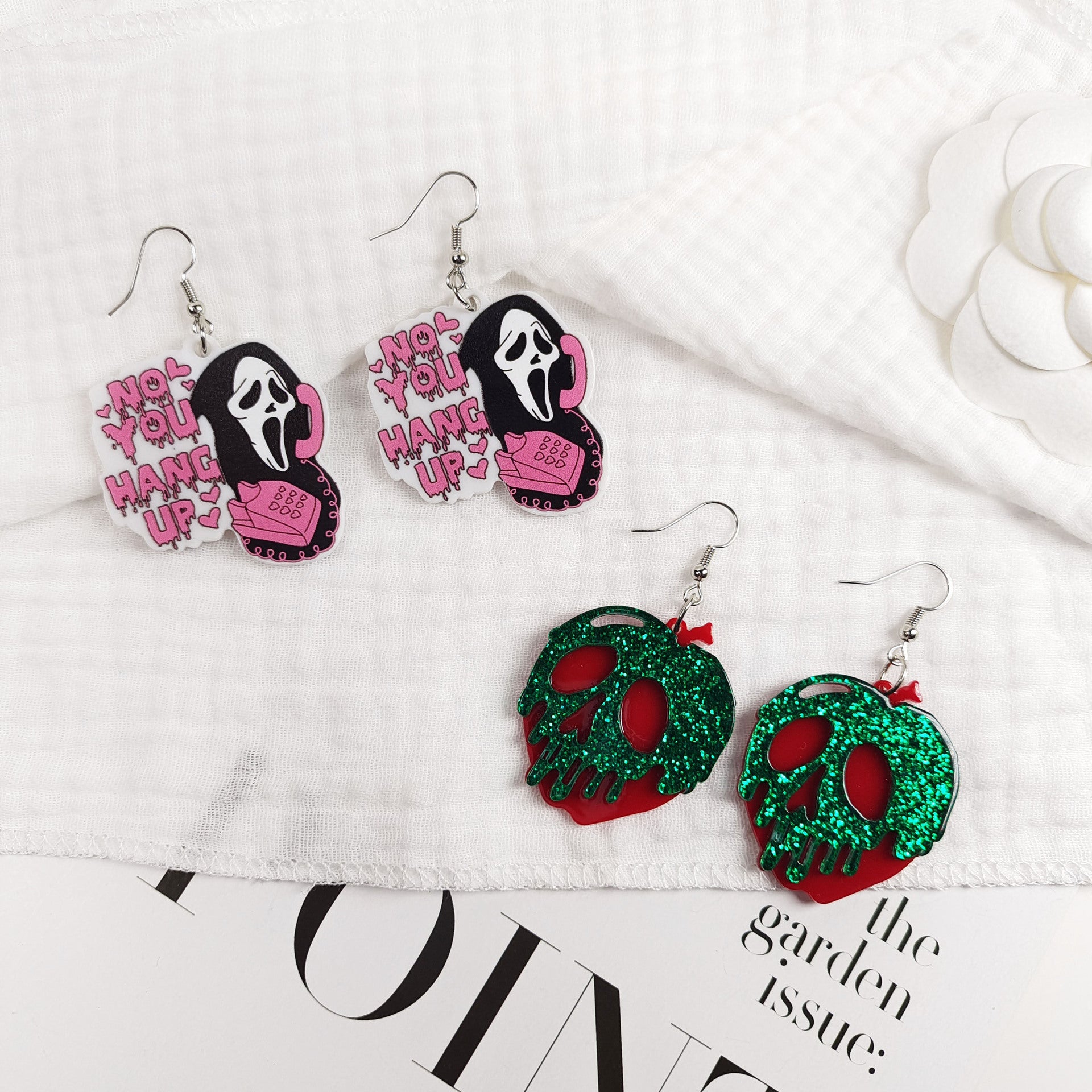 Wholesale Halloween Earrings Funny Pink Ghost Earrings Acrylic Earrings ACC-ES-Jiay004