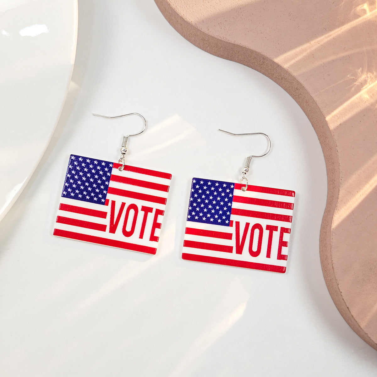 Wholesale Vintage Heart Flowers Independence Day Acrylic Earrings ACC-ES-HeMing008