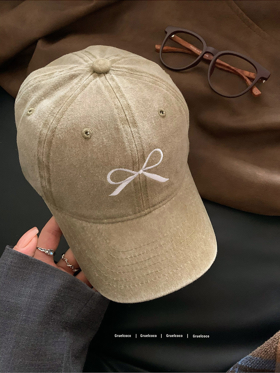 Wholesale Washed Distressed Vintage Bow Hat Embroidered Baseball Cap ACC-HT-KME004