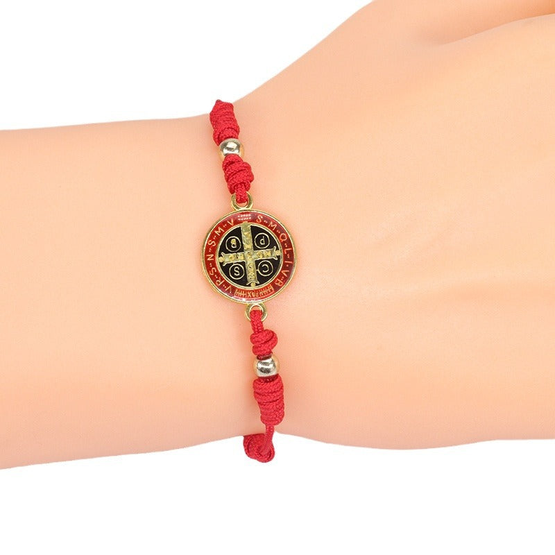 Wholesale Red Rope Braided St. Benedict Bracelet ACC-BT-YiYe007