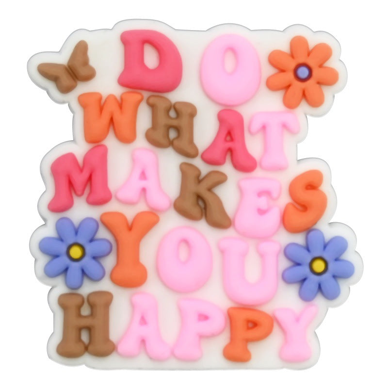 Decorazione casuale all'ingrosso della fibbia della scarpa di gomma morbida del PVC degli zoccoli della serie di frasi inglesi da 100 pezzi