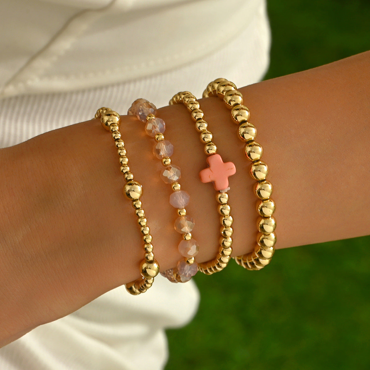 Wholesale Bohemian Beaded Bracelet Set Colorful Cross Design Women S Jewelry Accessory Gift