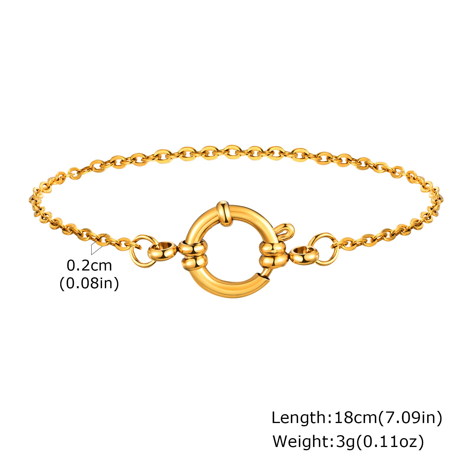 Wholesale Gold Tone Stainless Steel Twisted Chain Beaded Bracelet Stylish Fashion Jewelry Accessory For Women