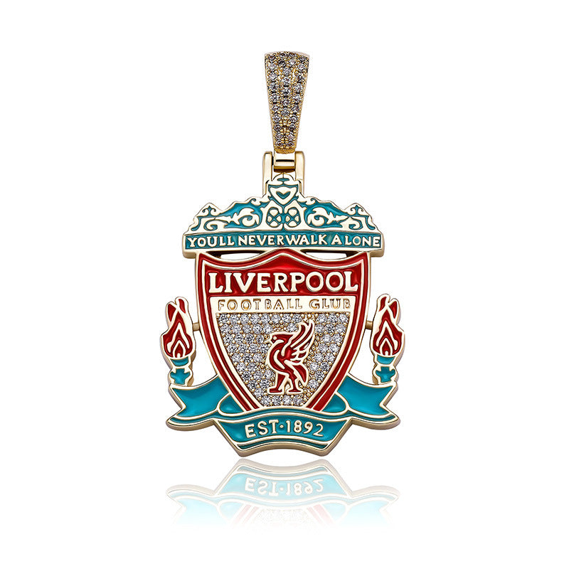 Wholesale Football Club Badge Pendant Colorful Oil Drop Pendant Necklaces ACC-NE-JIna001