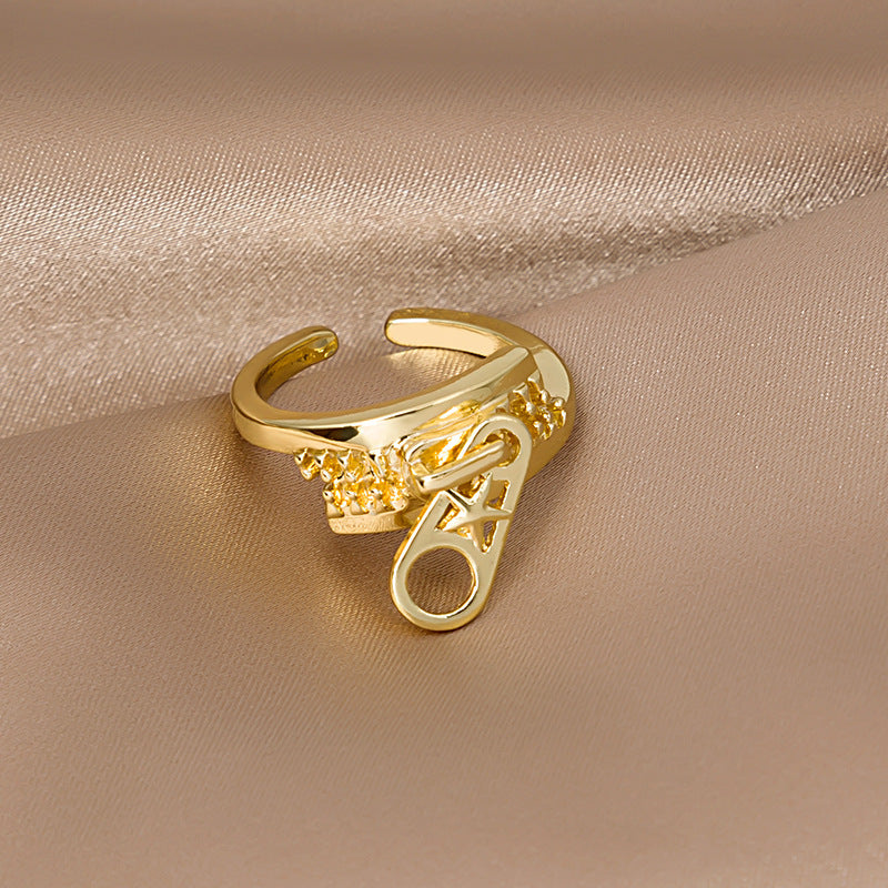 Wholesale Rhinestone Butterfly Cat Ear Zipper Alloy Ring ACC-RS-MDD002