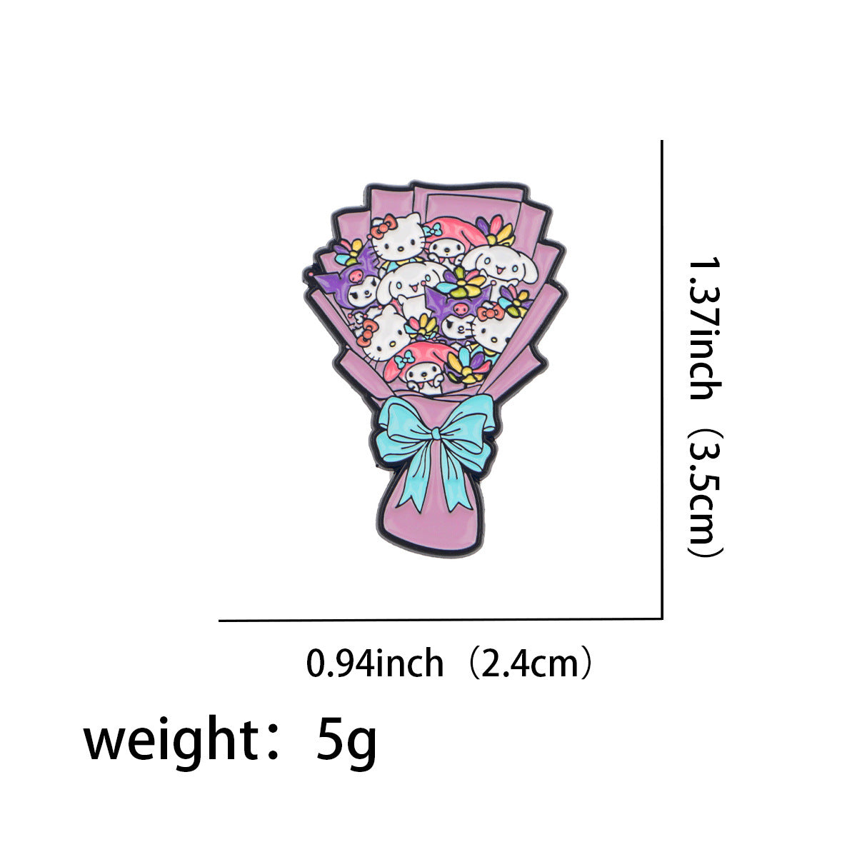 Wholesale Cartoon heart bouquet cat brooch