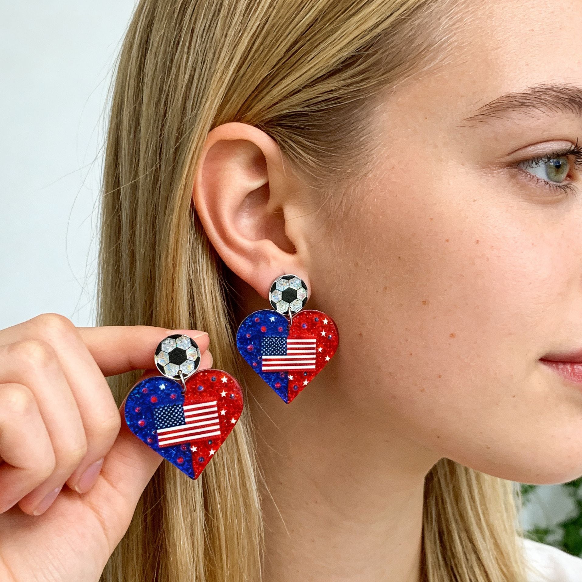 Wholesale Acrylic US Canada Mexico World Cup American Flag Print Earrings