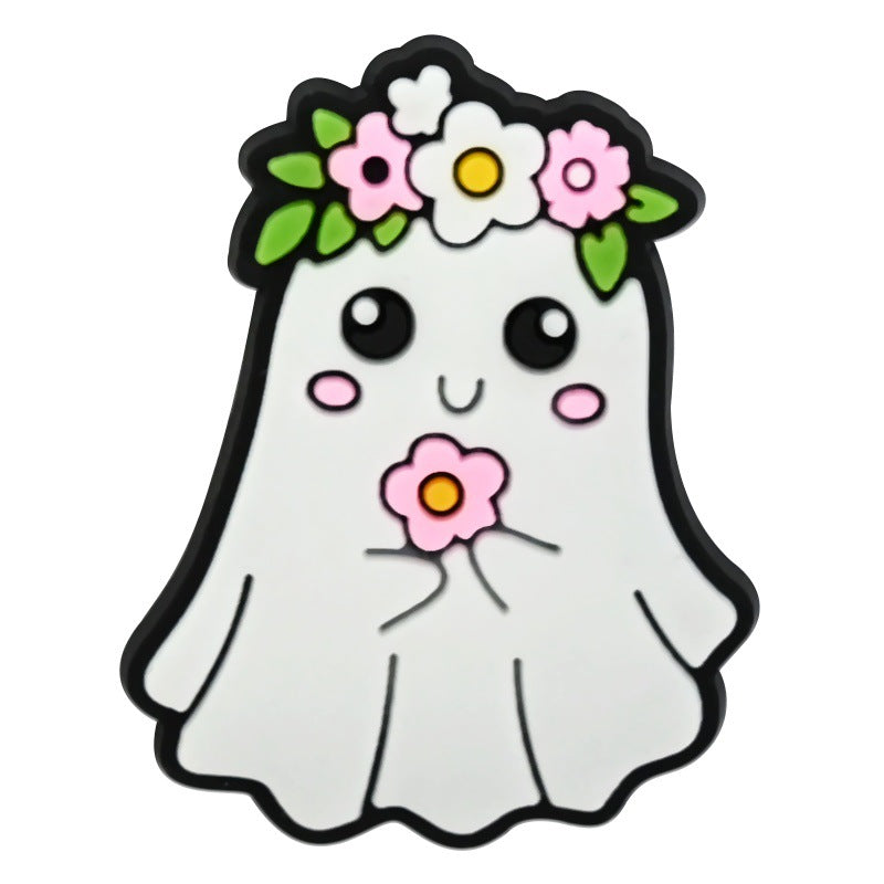 Wholesale  Random 100pcs Cute Cartoon Ghost PVC Soft Rubber Shoe Buckle Decoration