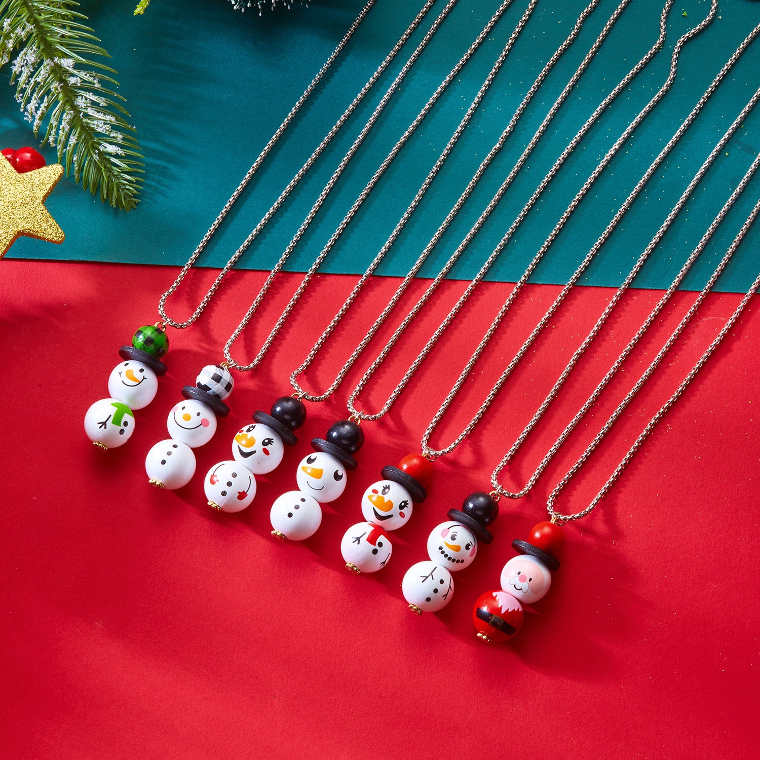 Wholesale Christmas party resin cartoon snowman necklace