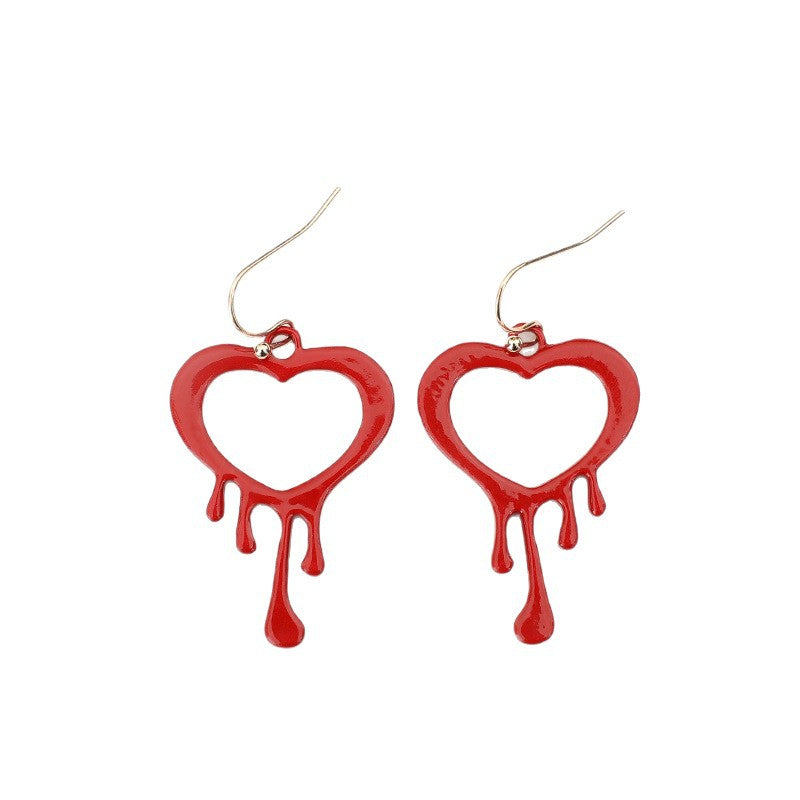 Wholesale Valentine' s Day Red Heart Tear-Drop Earrings - Sweet Style Alloy Fashion Accessory for Gift Boutique Resale