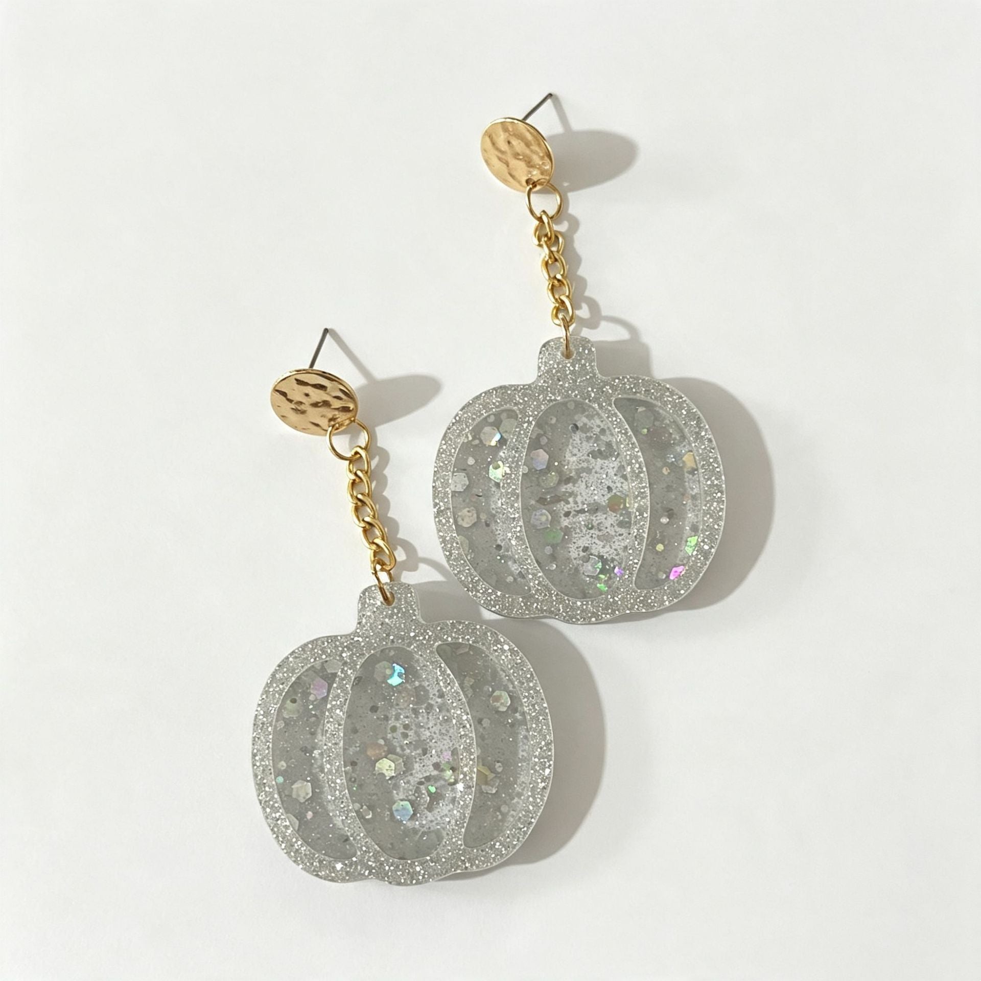 Wholesale Thanksgiving Pumpkin Glitter Acrylic Earrings Cute Holiday Party Fashion Jewelry Gift
