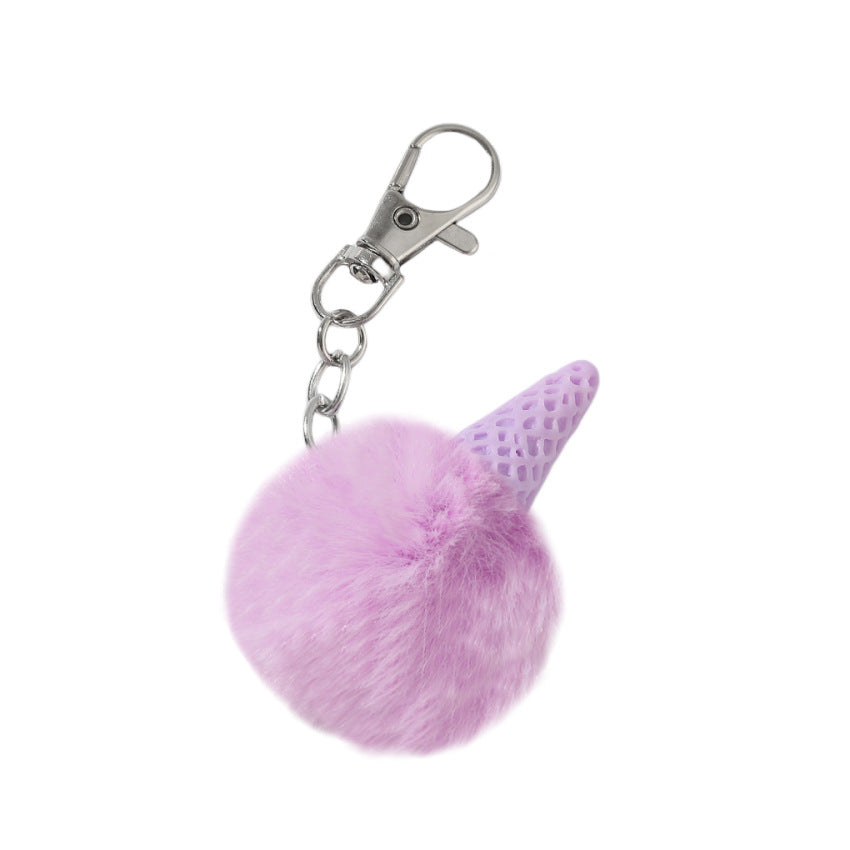 Wholesale Fur Ball Ice Cream Cone Keychain