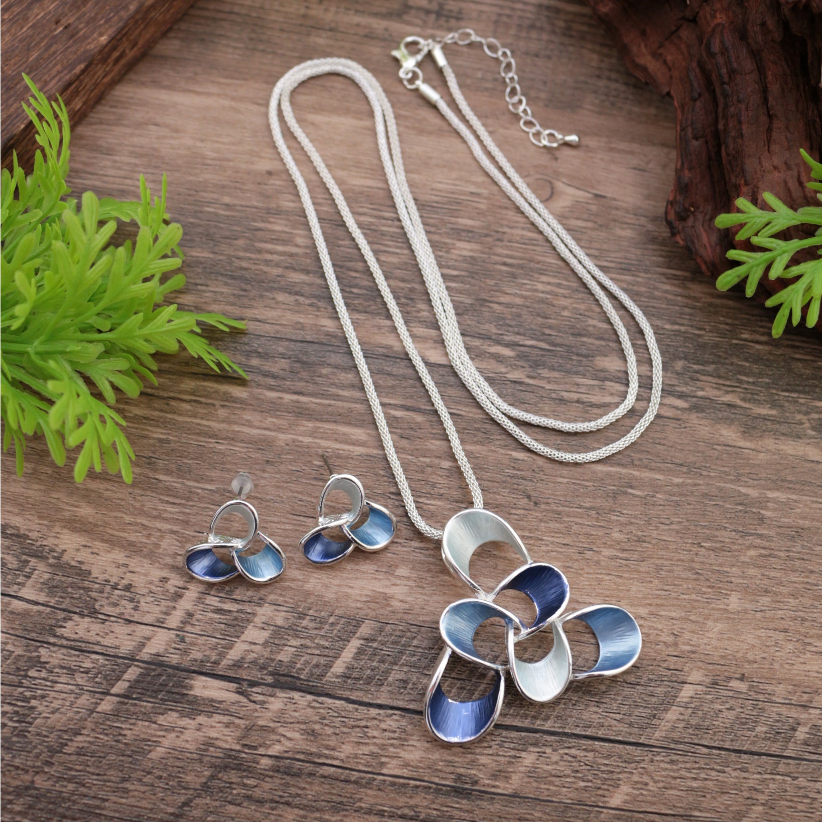 Wholesale  enamel hollow geometric flower stud earrings long pendant suit