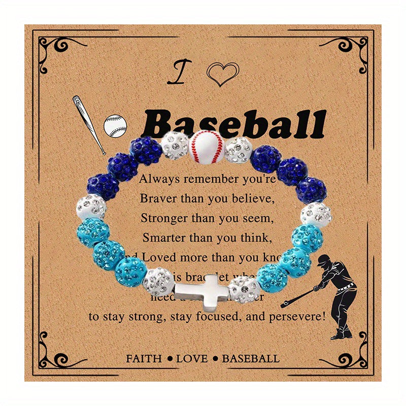 Wholesale sports style baseball full diamond cross bracelet