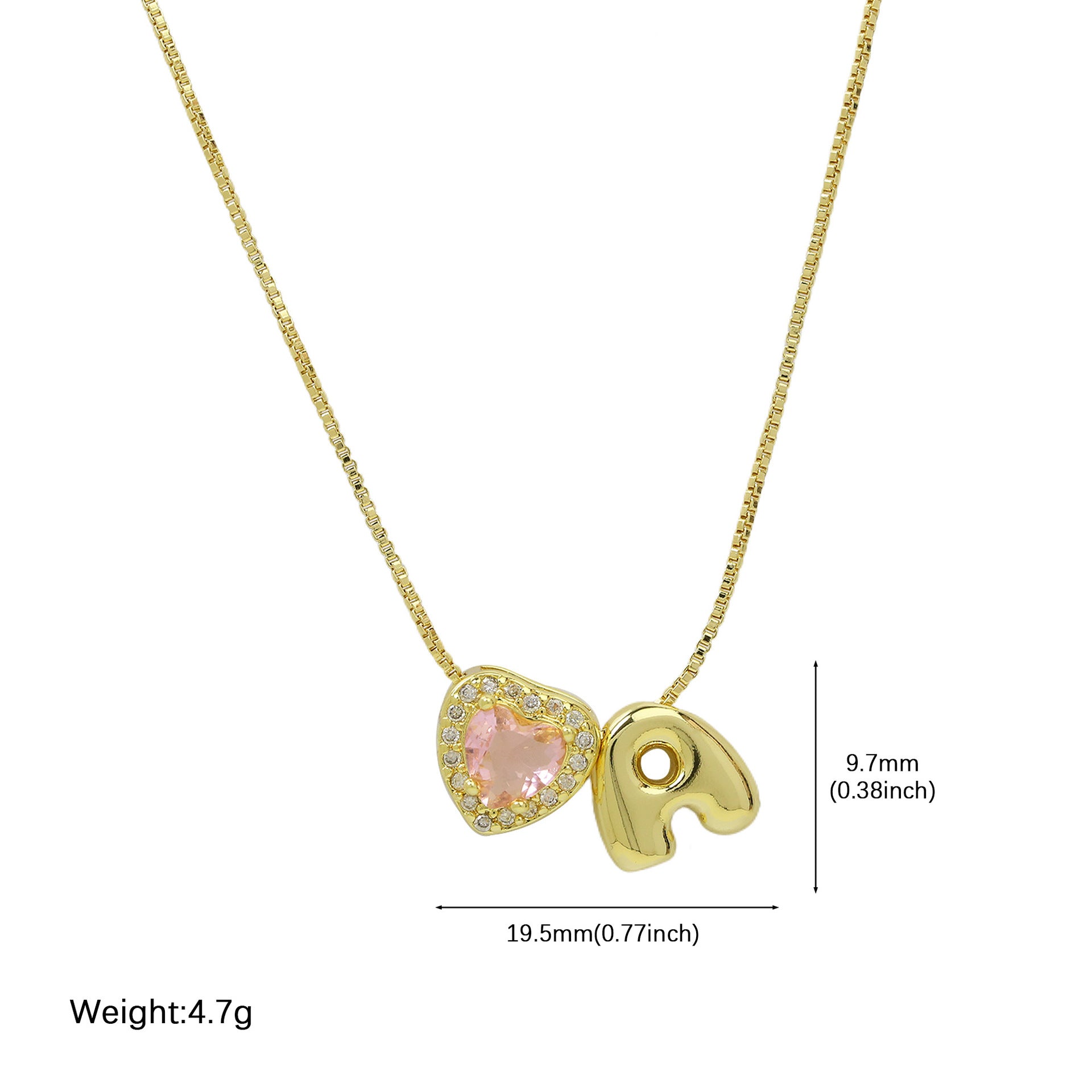 Wholesale Cute bubble 26 English letters love heart clavicle necklace