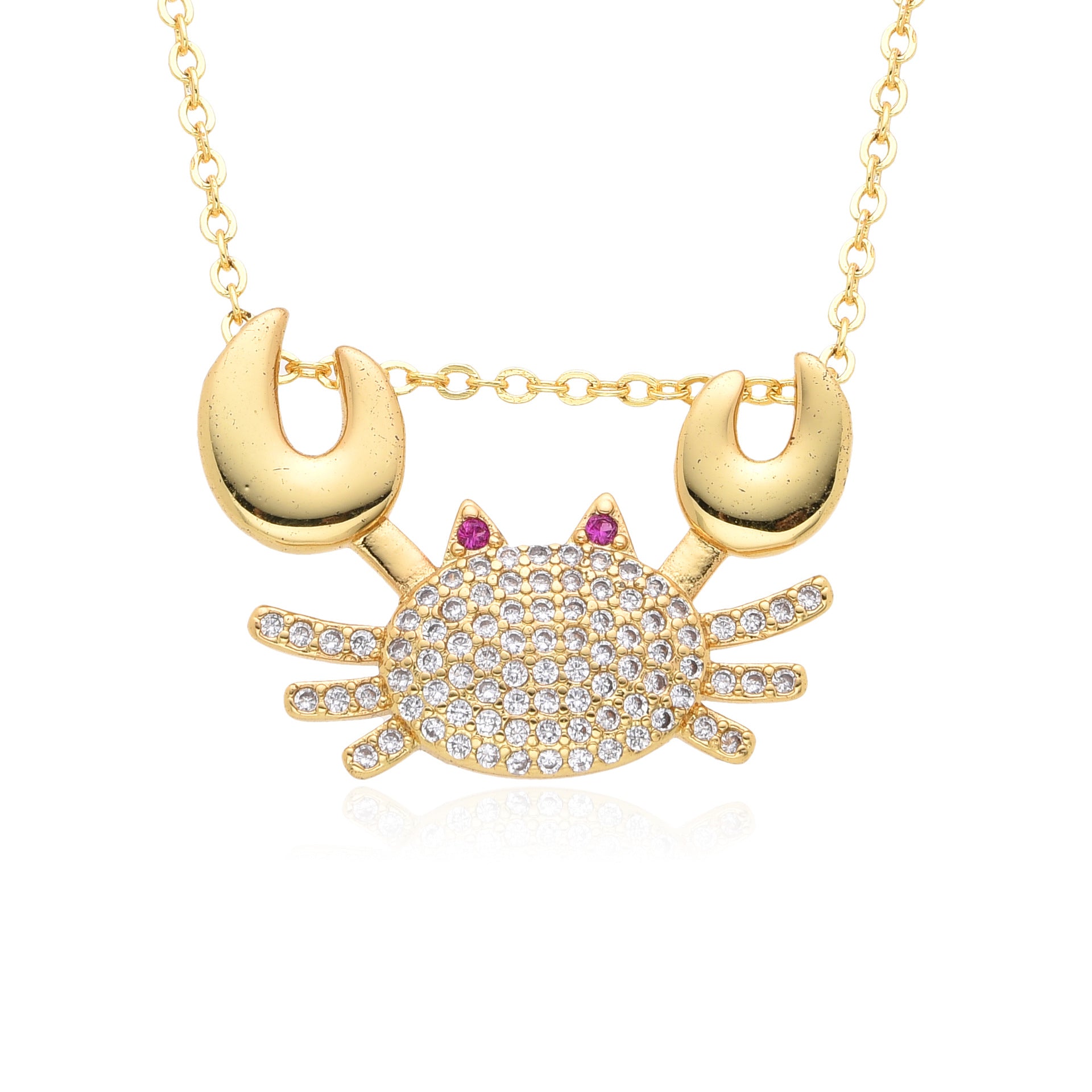 Wholesale  personalized creative copper gold-plated micro-inlaid colorful zircon dinosaur pendant necklace