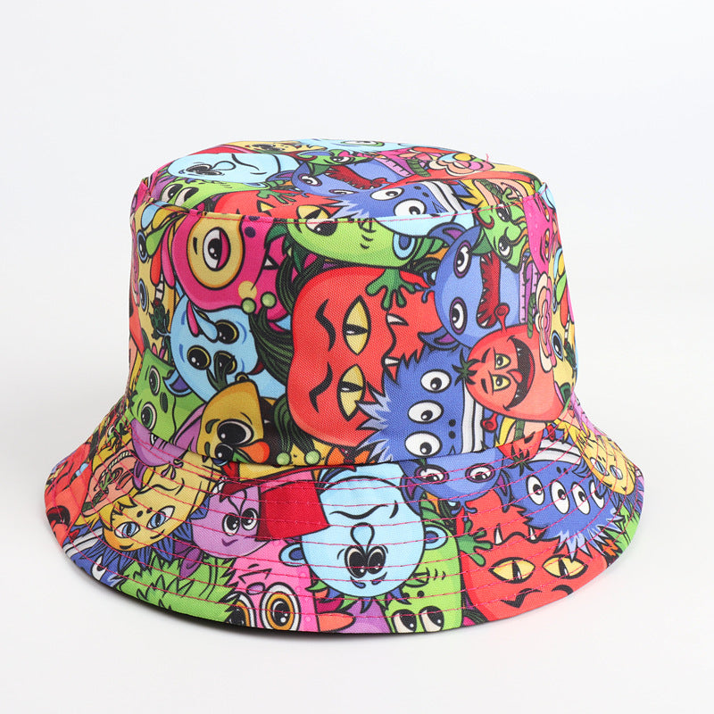 Wholesale Painted Print Bucket Hat Tiger Head Double Sided ACC-HT-LueLan012