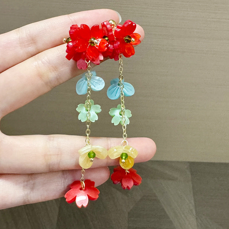 Wholesale Flower Tassel Acrylic Earrings Stylish Fashion Accessory for Boutique Resale