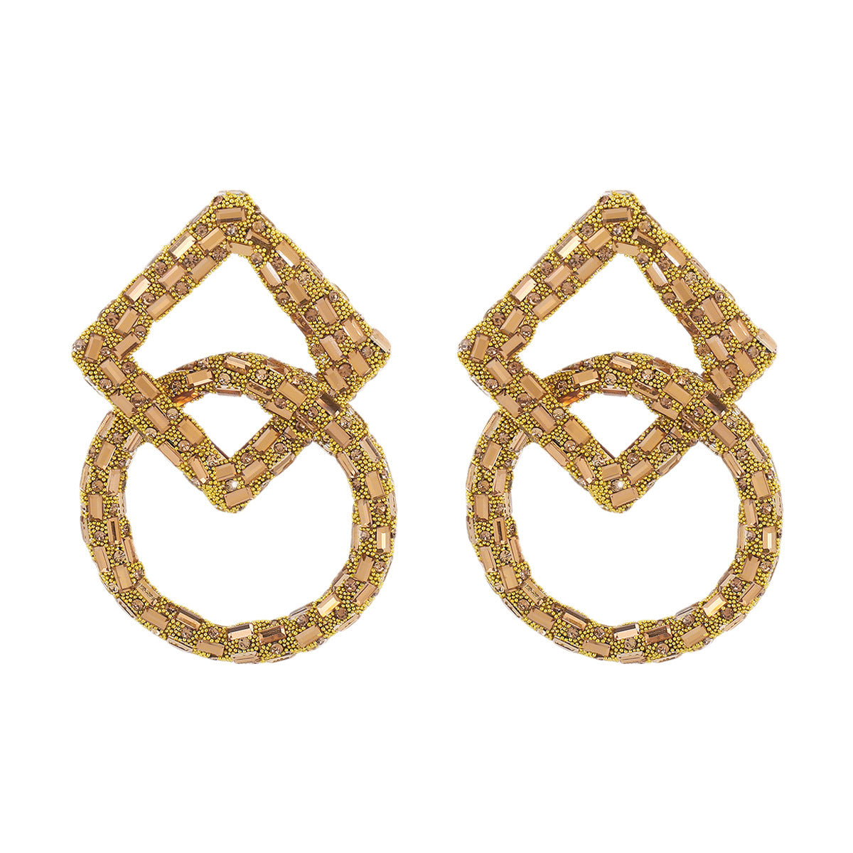 Wholesale new style personalized full diamond earrings Creative design geometric trend earrings