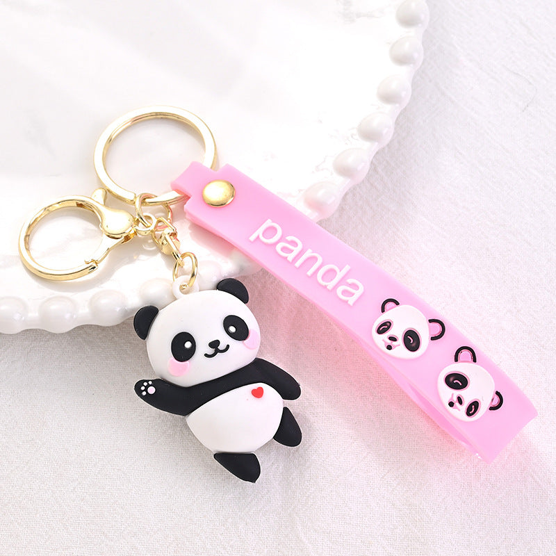 Portachiavi in ​​​​PVC di bambù panda di bambù carino portachiavi del panda del tesoro nazionale all'ingrosso